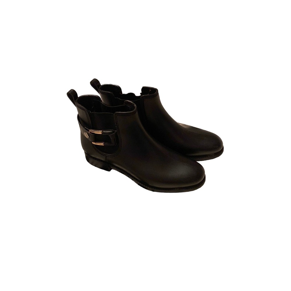 Henry Ferrera Black Rubber Ankle Chelsea Rain Boots Size 39 8.5